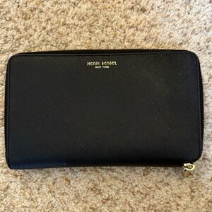 Henri Bendel Black Leather Continental Wallet